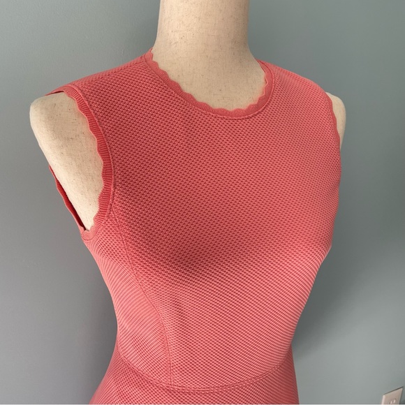 🔻LAST CHANCE🔻 REBECCA TAYLOR Textured Knit Fit and Flare Dress Pink Grapefruit - Picture 6 of 11